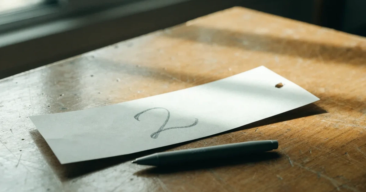 Ein leerer Papier-Wettschein liegt neben einem Kugelschreiber auf einem Tisch, ohne lesbaren Aufdruck.