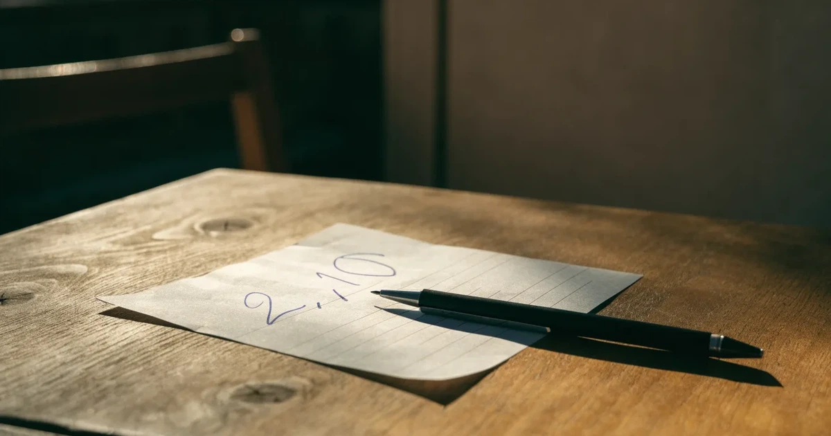 Ein leerer Papier-Wettschein und ein Kugelschreiber liegen auf einem Tisch, daneben ein kleiner Stapel Münzen.