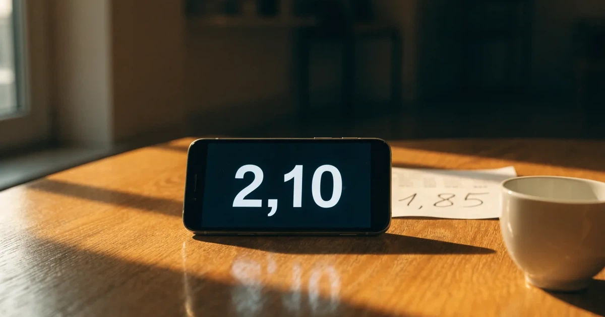 Mehrere Smartphones unterschiedlicher Größe liegen nebeneinander auf einem Holztisch, die Bildschirme sind dunkel.