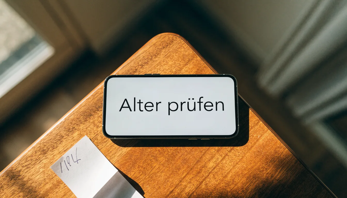 Ein Richterhammer aus Holz liegt auf einer polierten Tischplatte, dahinter verschwimmt ein heller Raum.