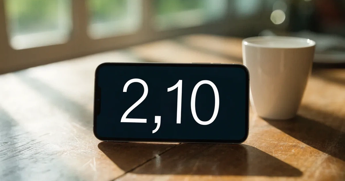 Ein Smartphone mit dunklem Display liegt auf einem Holztisch neben einer Tasse Kaffee, im Hintergrund ein unscharfes Fenster.